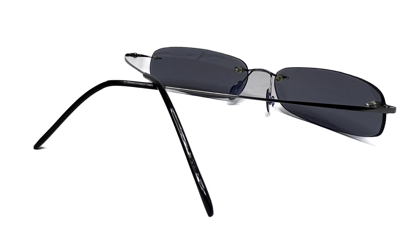 SX vintage rimless blue/gray rectangle sunglasses