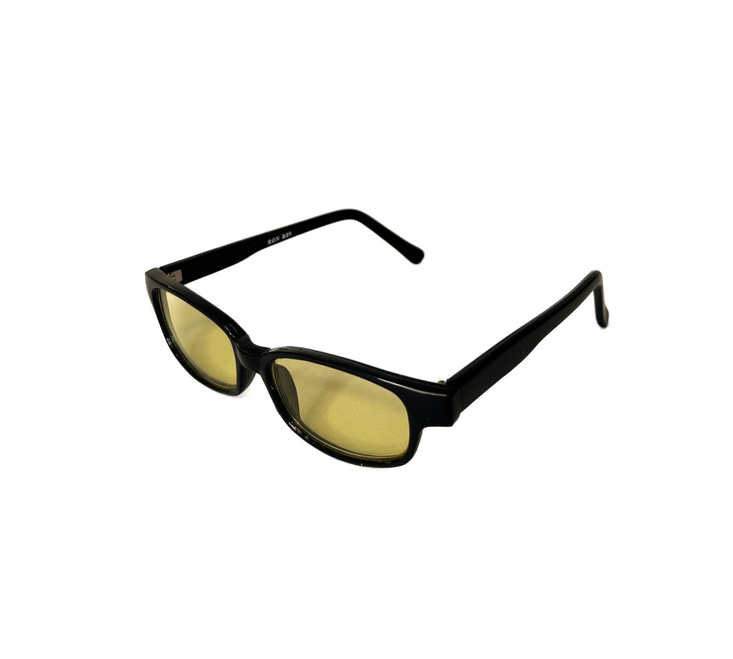 SX Square yellow retro sunglasses with dark handle