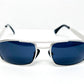 SX 90s square chrome sunglasses with dark blue lens